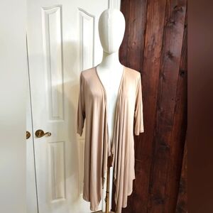 Rhonda Shear Collection - Taupe Open Front Cardigan -Size M